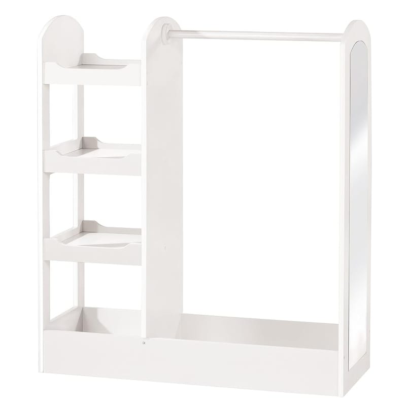 Roba Children’s Clothes Rail with Shelves and Large Mirror, White Wooden Finish, 107 x 90 x 34.5 cm