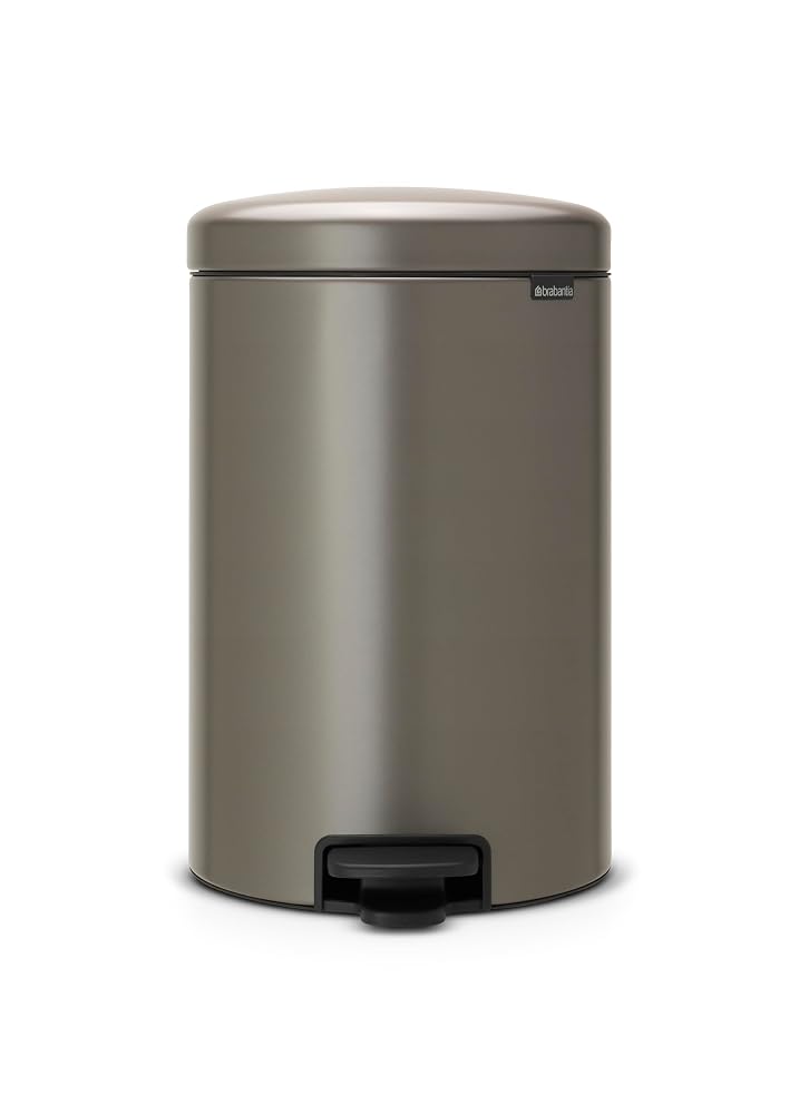 Brabantia NewIcon Pedal Bin, 20 Litre, Platinum, Soft-Closure Rubbish Bin with Removable Inner Bucket
