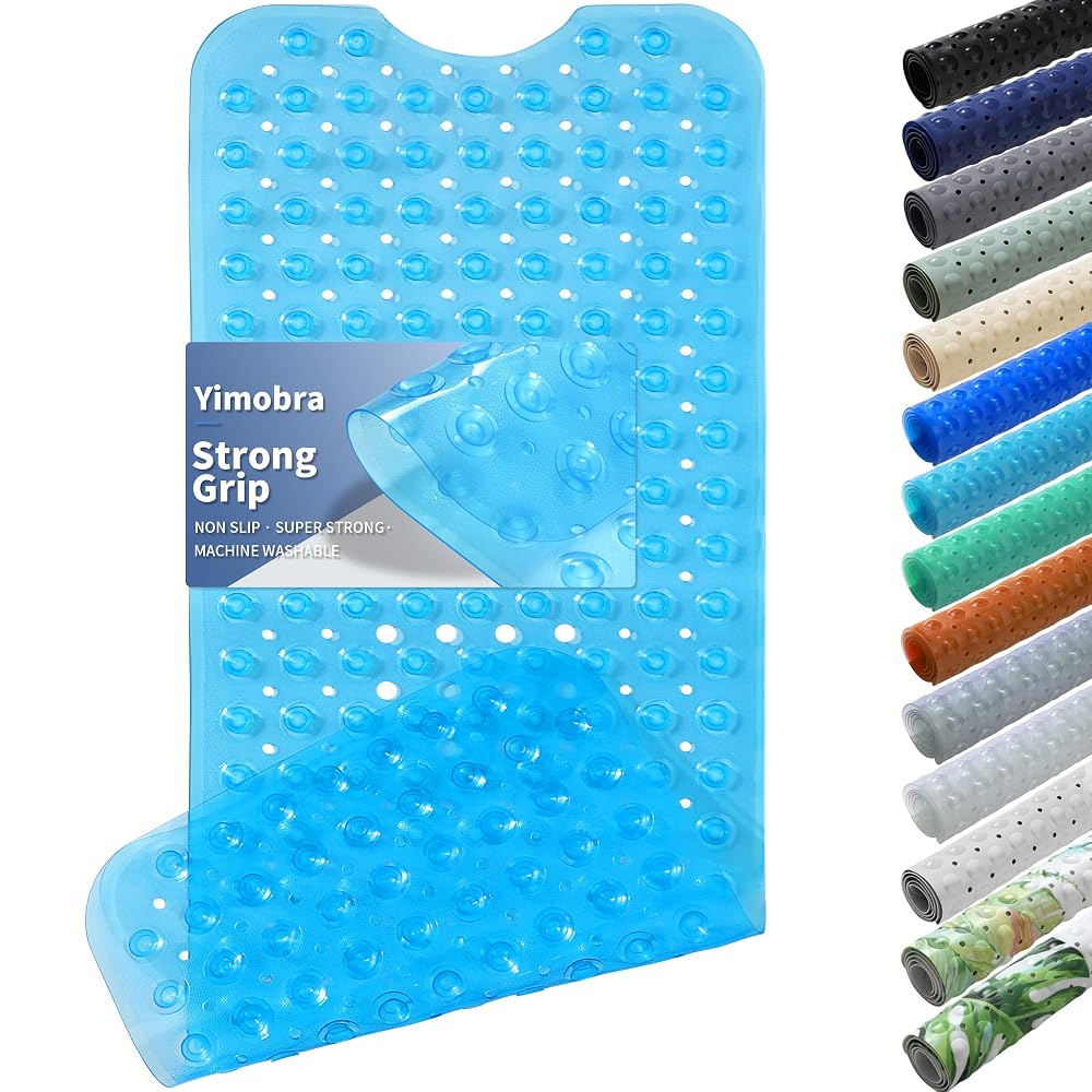 Yimobra Original Bath Tub Shower Mat, Extra Long 100 x 40cm, Clear Blue
