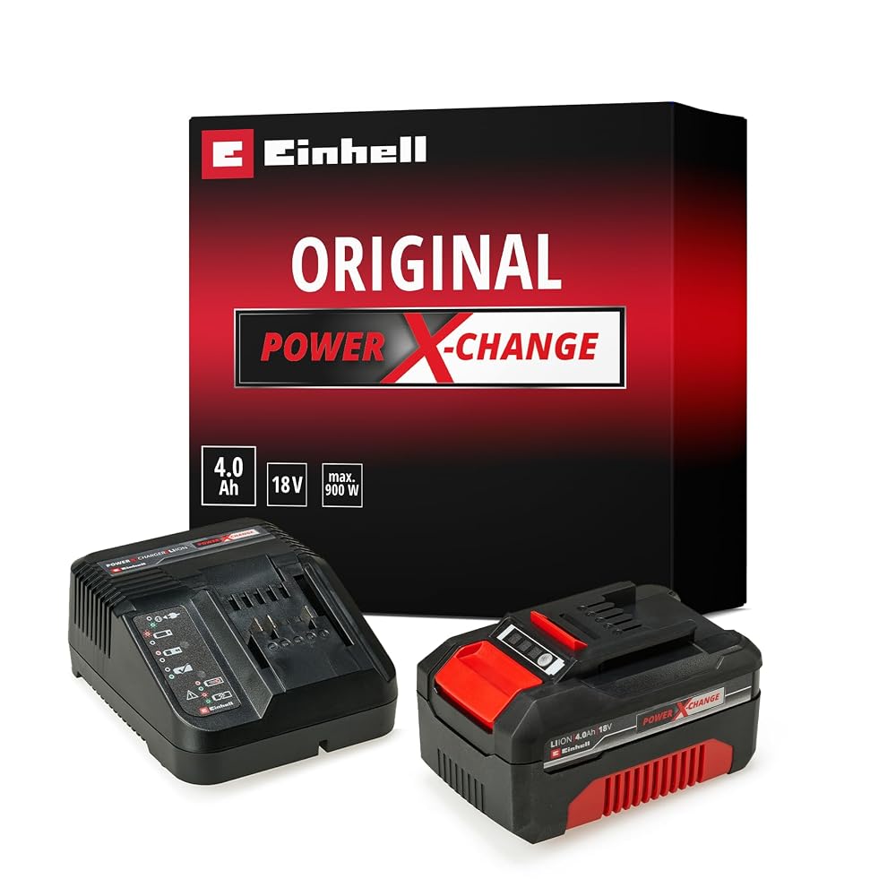 Einhell Power X-Change 18V 4.0Ah Lithium-Ion Battery Starter Kit - Battery and Charger Set, Universally Compatible With All Einhell PXC Power Tools And Garden Machines