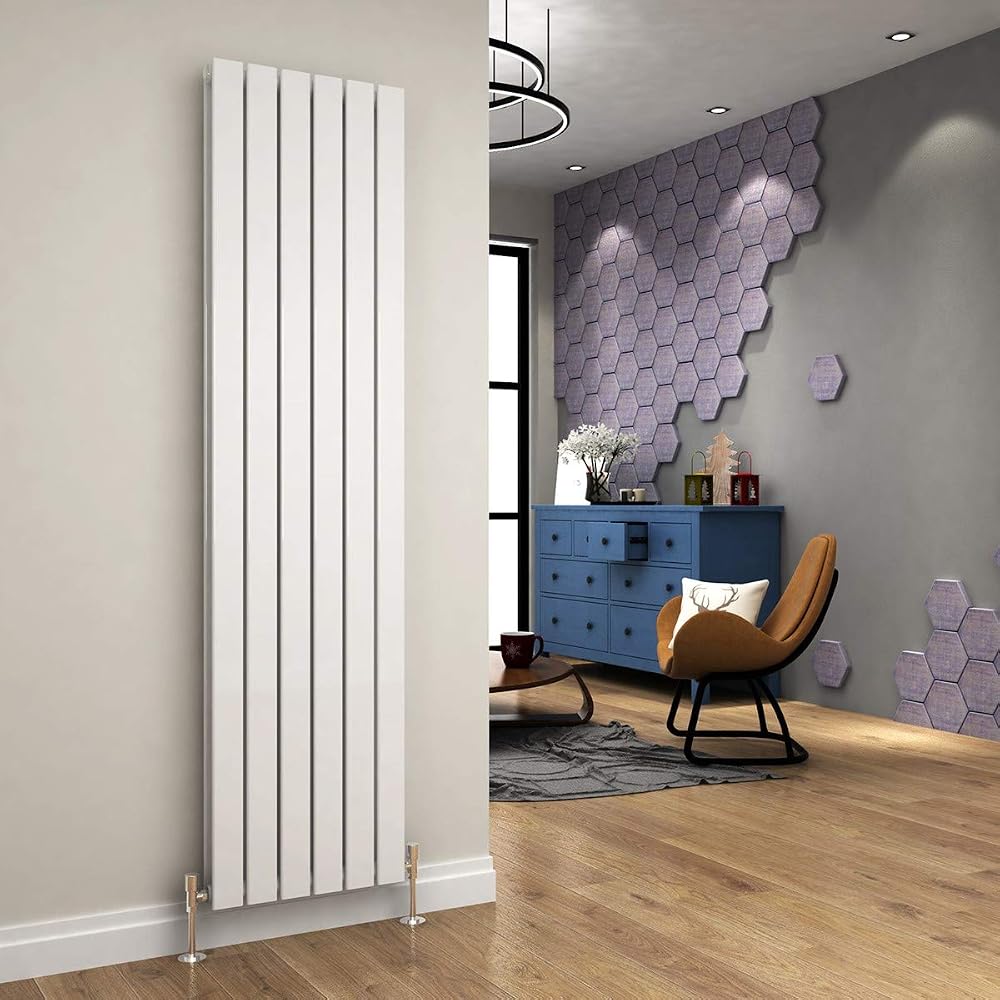 ELEGANT 1800 x 452mm Designer Vertical Column Radiator, White Double Flat Panel