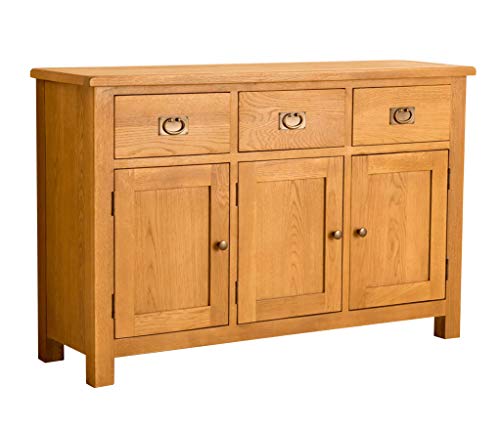 Roseland Furniture Lanner Oak Large Sideboard Cabinet, 3 Drawer 3 Door