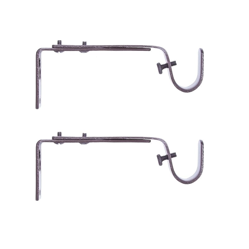 Kenney Adjustable Curtain Rod Brackets, Mocha (2-Pack)