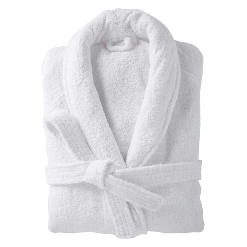 Unisex Luxury 450 GSM Egyptian Cotton Terry Towelling Bath Robe Dressing Gown, White