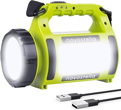 Rechargeable LED Lantern Torch Bright Camping Light Outdoor Flashlight | NOVOSTELLA 2000mAh Battery Powered Multi-Functional Lamp High Power Beam Spotlight Searchlight 650lm Lightweight Waterproof