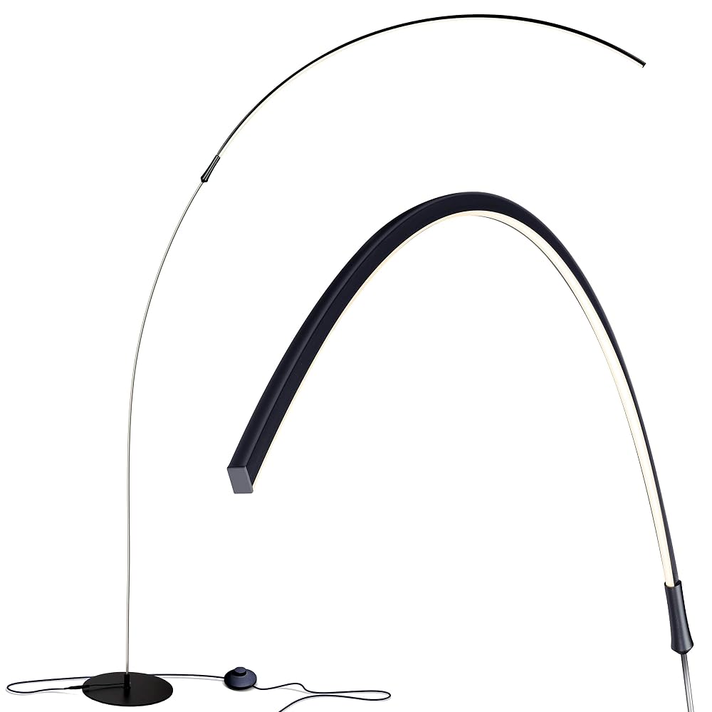 Brightech Sparq LED Arc Floor Lamp, Hanging Standing Lamp for Over the Couch, Dimmable, Black