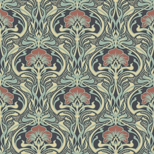 Crown Wallcoverings Flora Nouveau Wallpaper Green M1196 Full Roll