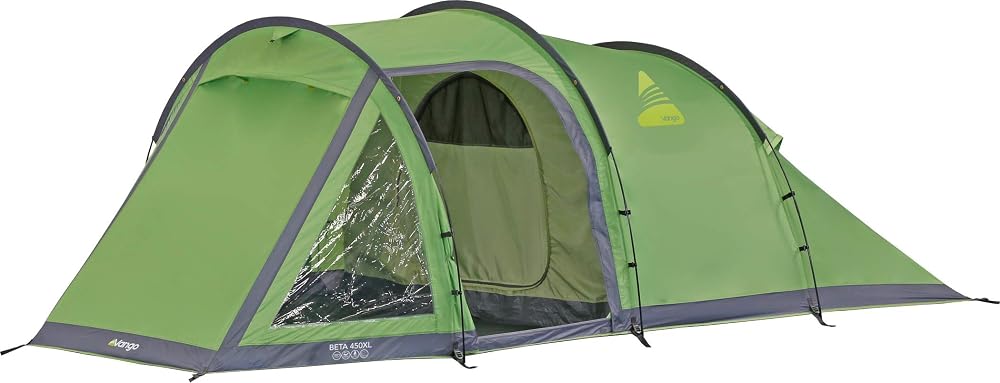 Vango Beta 450XL Lightweight Spacious 4 Person Family Tunnel Tent, Apple Green