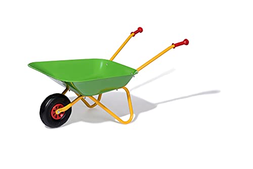 ROLLY TOYS Children's Wheelbarrow (Colour Yellow/Green, Garden Wheelbarrow, Metal Wheelbarrow, Toy for Children from 2.5 Years, Maximum Load 25 kg, Garden Tool for Children) 271900