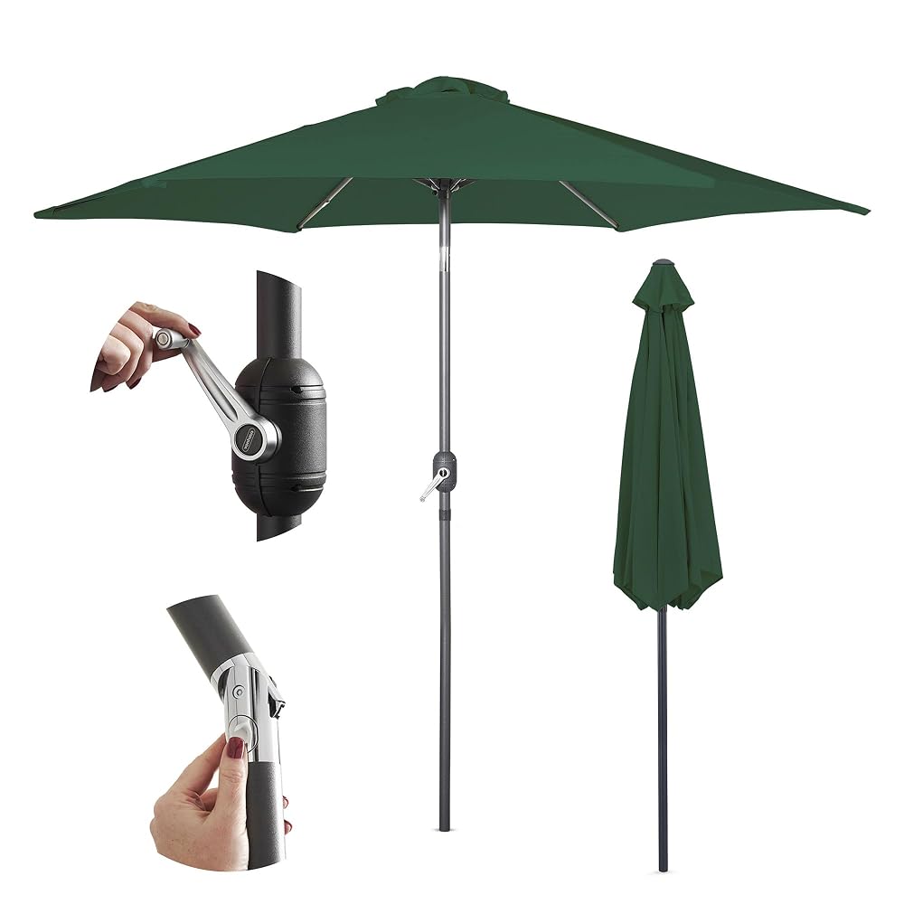 VonHaus Parasol 2.7M – Parasol Umbrella for Outdoor, Garden, Patio – Sun Shade Canopy with Hand Crank, Tilt Function, UV30+ Protection, Air Vent, Powder Coated Steel Frame