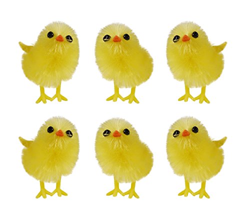 Pack of 6 Little Fluffy Yellow Easter Chicks Easter Bonnet Decoration