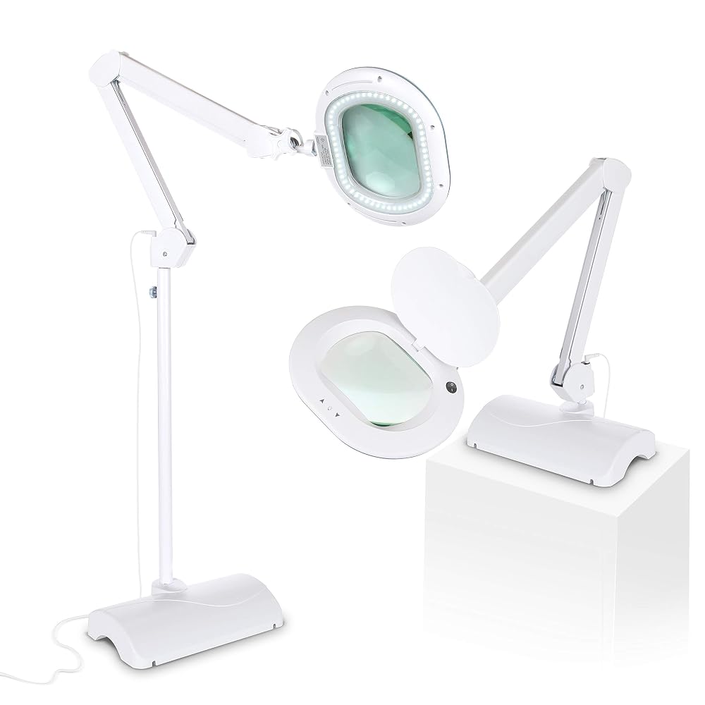 Brightech LightView Pro 2-in-1 XL Magnifying Floor Lamp, LED Light with Full Page Magnifier, Converts to Table Lamp