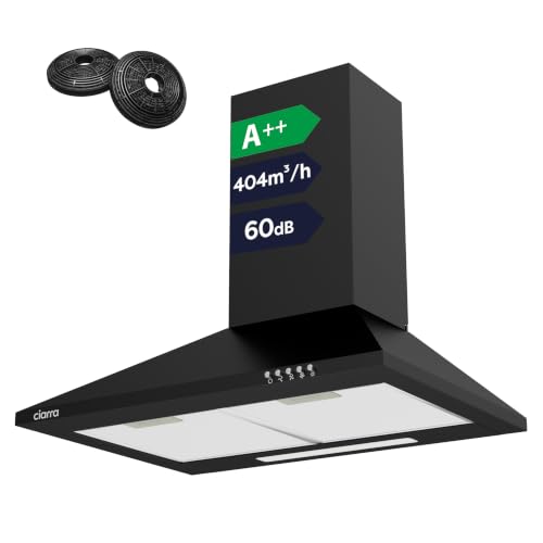 CIARRA Cooker Hood 60cm CBCB6201 Kitchen Extractor with Carbon Filters, Recirculating & Ducting - Black
