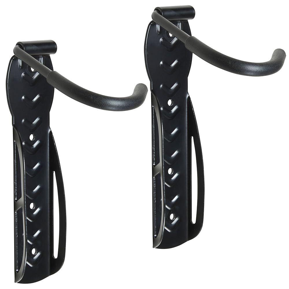 VonHaus Bike Wall Mounts - Bike Wall Rack, 2-Pack for Garage and Shed - Steel Coated Bicycle Storage Hooks, Vertical Storage Rack with Durable Plastic Clips
