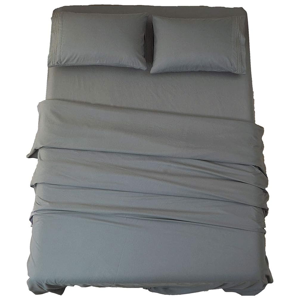 SONORO KATE Bed Sheet Set Super Soft Microfiber 1800 Thread Count Luxury Egyptian Sheets, Queen, Dark Grey