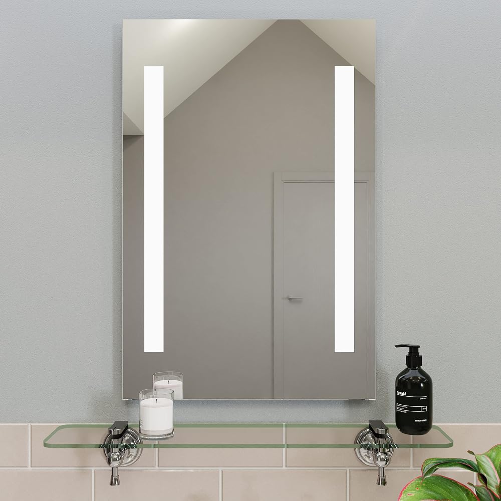 Croydex Thornton Bathroom Mirror with Lights, LED, Battery Operated, 60 x 40cm