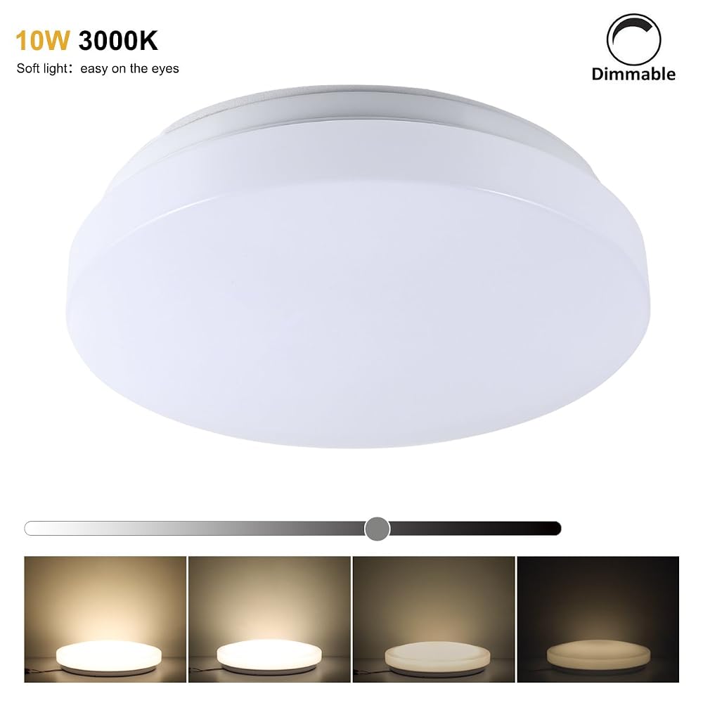ProGreen 10W LED Flush Mount Ceiling Light, Ø23cm Dimmable, 3000K Warm White