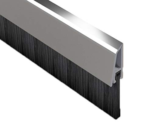 STORMGUARD Concealed Fixed Brush Bottom Door Seal - Draught Excluder Door Strip - Chrome