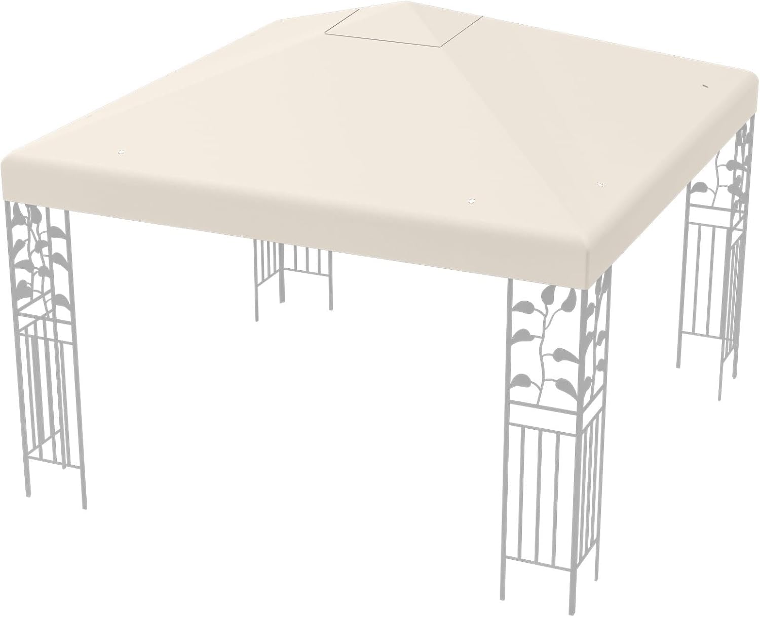 COSTWAY 3x3m Gazebo Top Cover Roof Replacement, Outdoor Waterproof Canopy Tent Roof Spare Part (1-Tier, Beige)