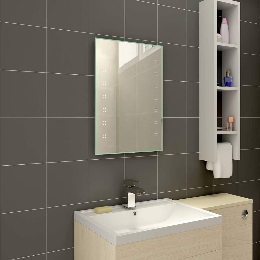 Aquariss 700 x 500mm Illuminated LED Bathroom Mirror with Demister, IP44