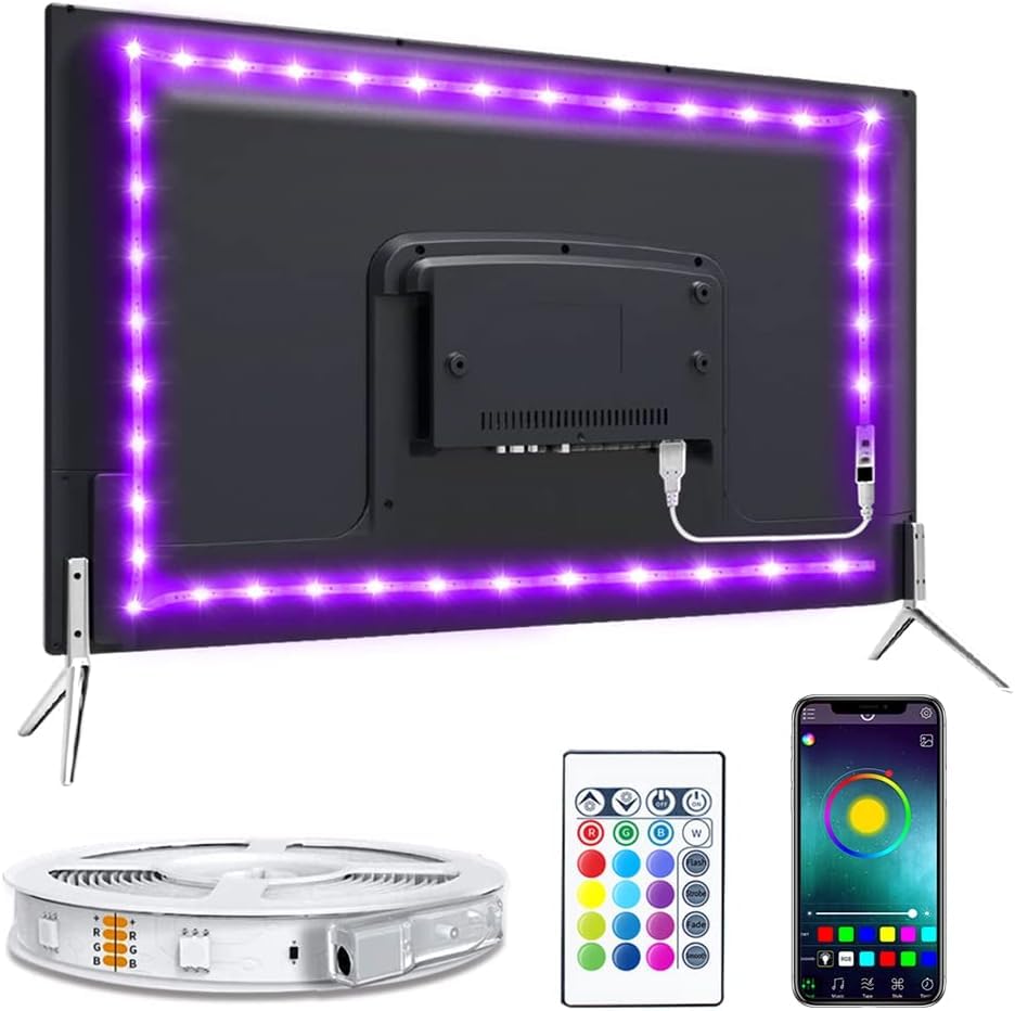 Nexlux LED Lights for TV, Backlight 8.2ft USB LED Light Strip, App Controlled with Remote, DIY Colours