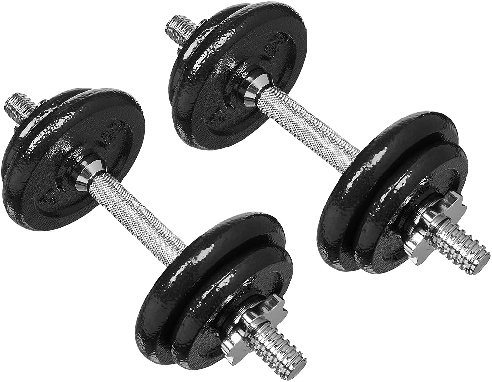 Amazon Basics Adjustable Barbell Lifting Dumbells Weight Set with Case, 38 Pounds (17.2 kg)