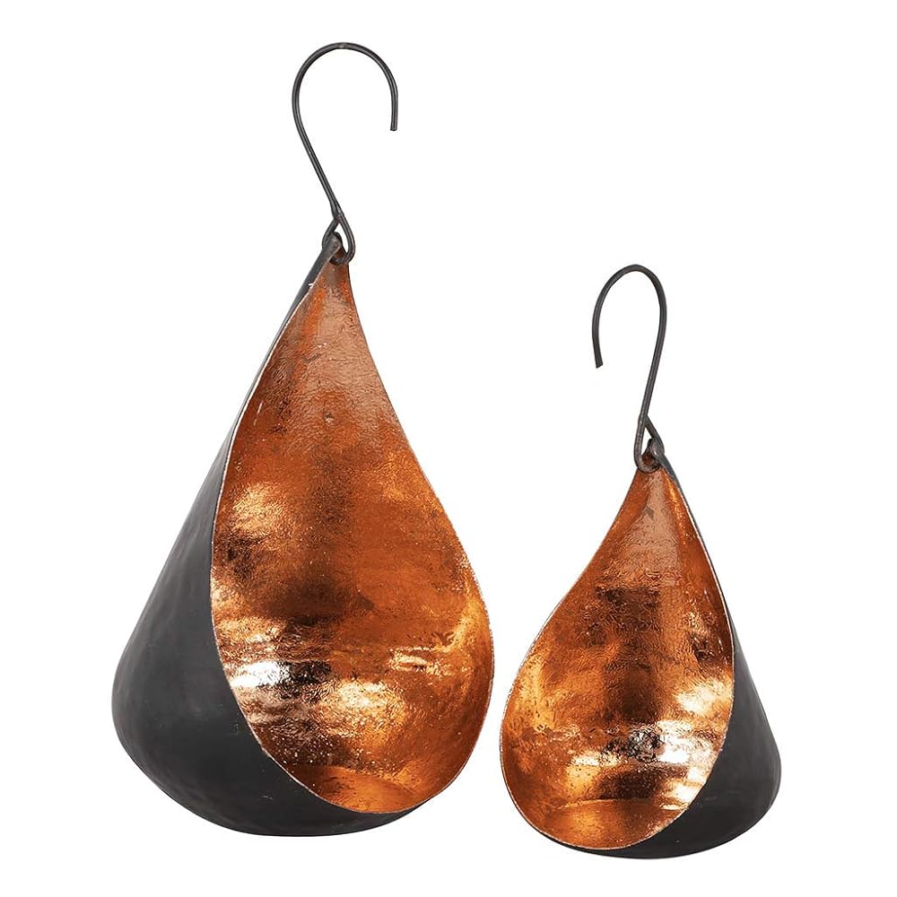 Dibor Set of 2 Decorative Copper Tea Light Candle Holder Lanterns