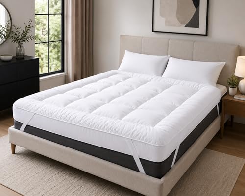GMTEXTILES II II HOTEL QUALITY(Microlite) MICRO FIBER MATTRESS TOPPER THICK 5 CM, BOX STITCHED IN, ANTI ALLERGENIC Double(137X190cm)