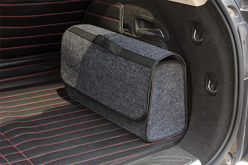Vinsani Car Boot Organiser Bag Anti Slip Foldable Boot Storage Case, Interior Declutter Tidy Bag - Suitable for All Vehicles - Grey Large