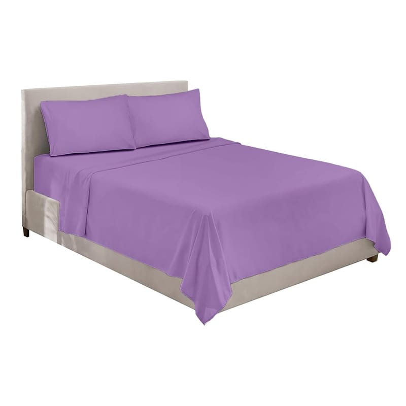 Rohi Luxury Bed Sheet Set of 4 Pieces, Flat Sheet, Fitted Sheet and 2 Pillowcases, Double, Lilac