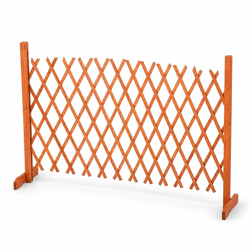 Oypla Arched Expanding Freestanding Wooden Trellis Fence Garden Screen