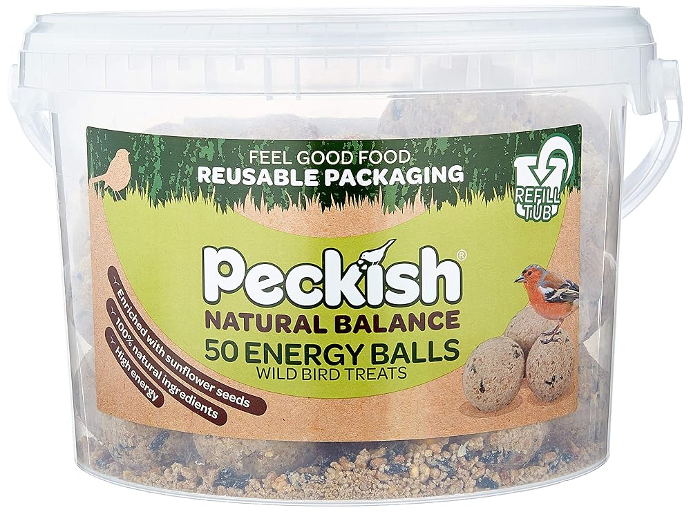 Peckish Natural Balance Energy Suet Fat Balls for Wild Birds, 50 Tub