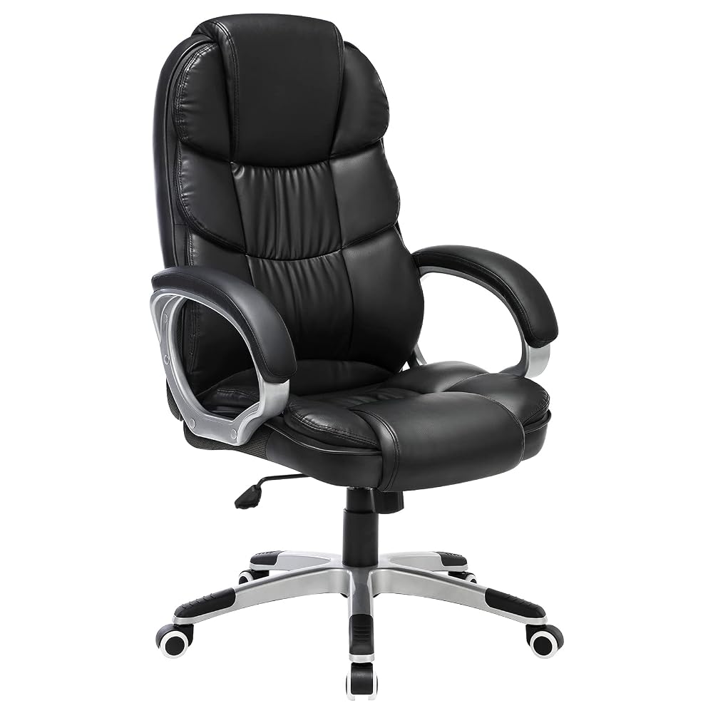 SONGMICS Office Chair Swivel Office Chair, Max Load Capacity 150 kg, Black