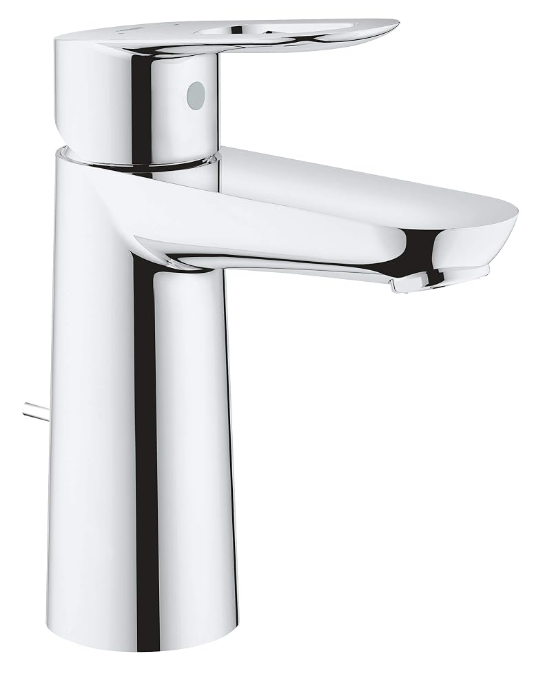 GROHE Bauloop Single-Lever Basin Mixer M-Size Water-Saving Tap with Pop-Up Waste Set, Chrome