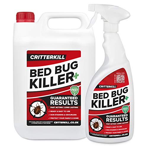 CritterKill Professional Bed Bug Killer Spray | Used by Pest Controllers | 5 Litre Bulk Pack + 1 Litre Bottle with Trigger Spray