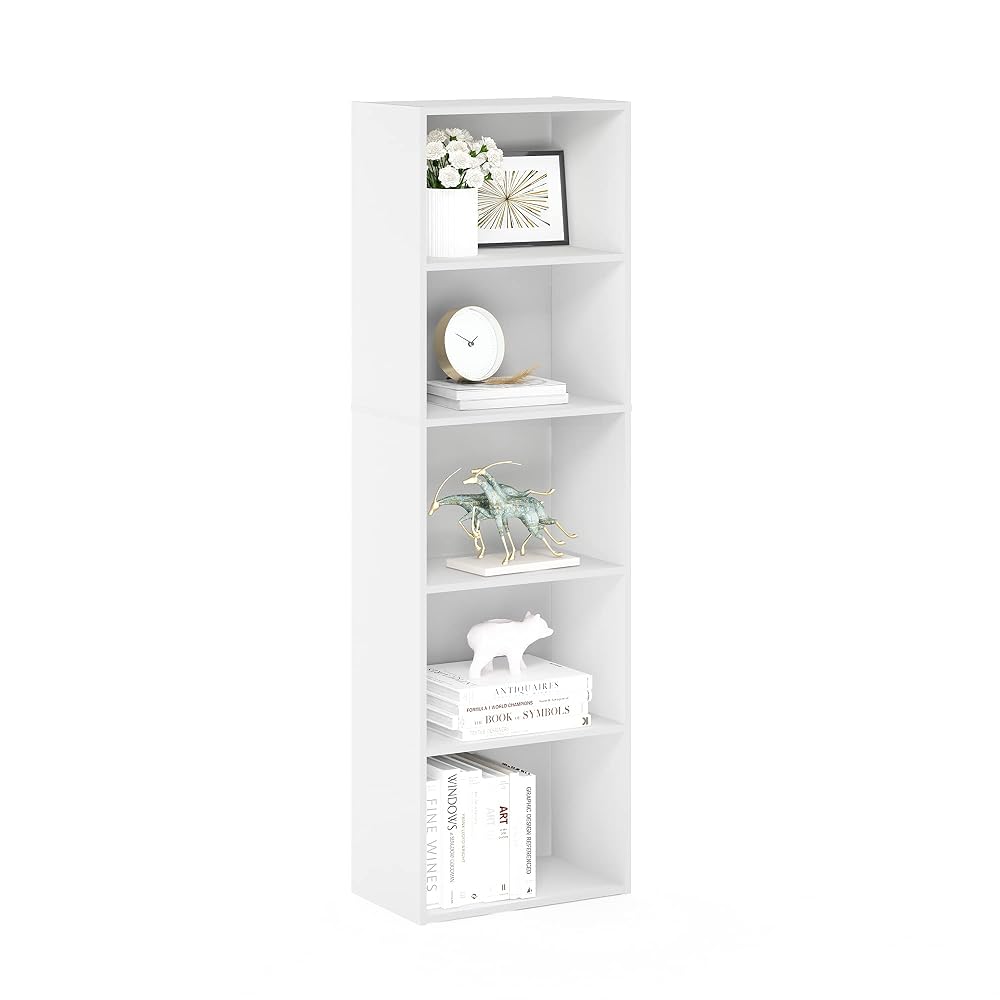 Furinno Luder Bookcase, White, Small Bookshelf & Shelf Unit