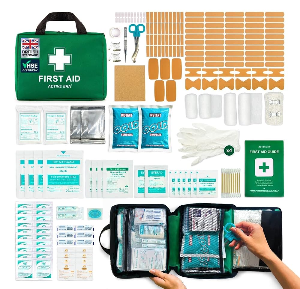220 Piece Premium First Aid Kit Bag — Includes 2 x Cold Packs and Emergency Blanket, for Home, Office, Car, Caravan