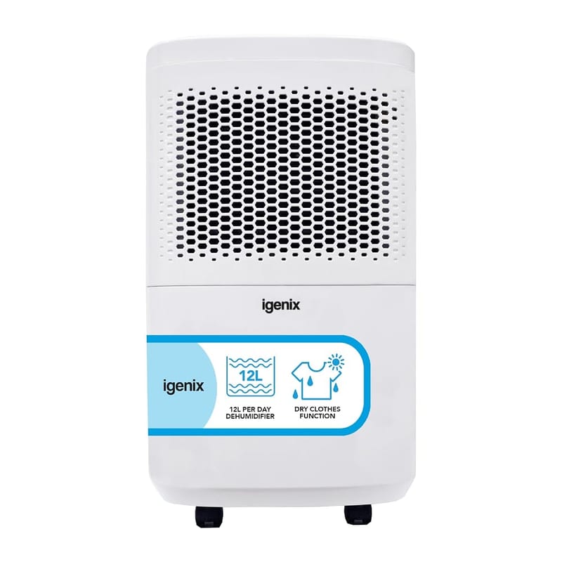 Igenix IG9813 12L/Day Dehumidifier for Mould Removal & Clothes Drying, Home, Kitchen, Bedroom, Caravan, Office or Bathroom