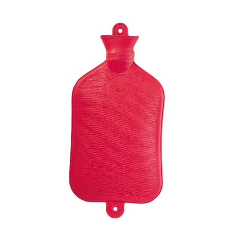 Sänger Hot Water Bottle Natural Rubber Bed Bottle Heat Cushion, 2.5 Litres, Red