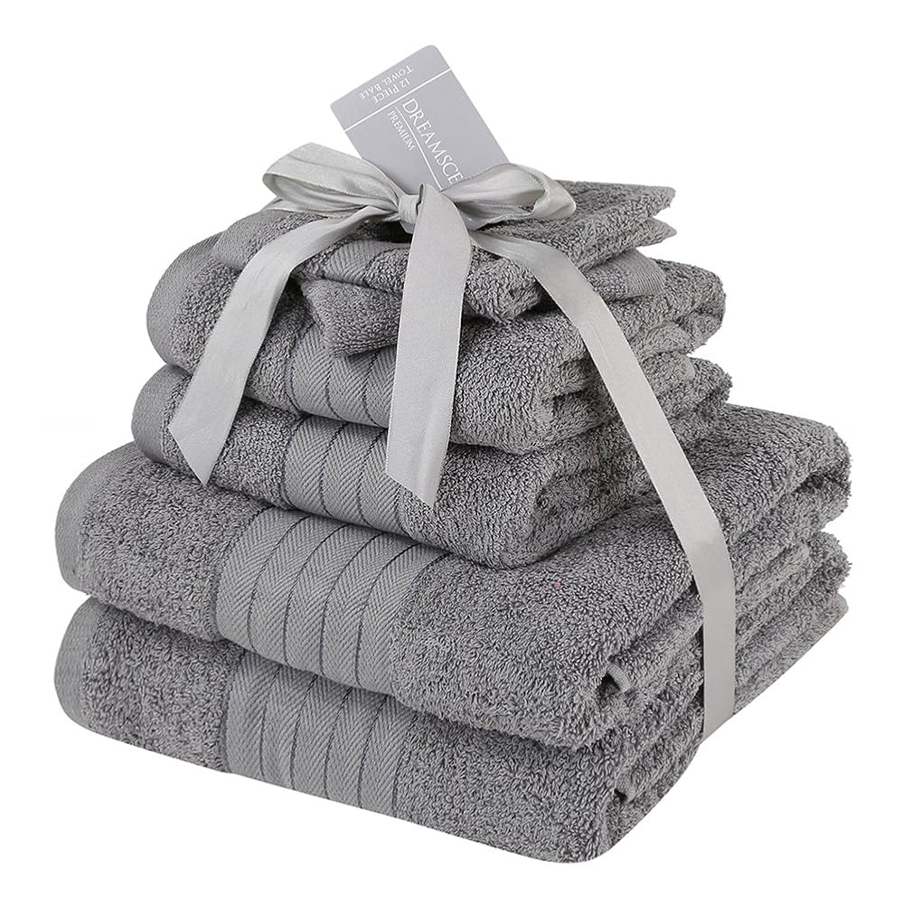 Brentfords Bath Bale, Towel Set, 100% Cotton, Grey, 6 Piece