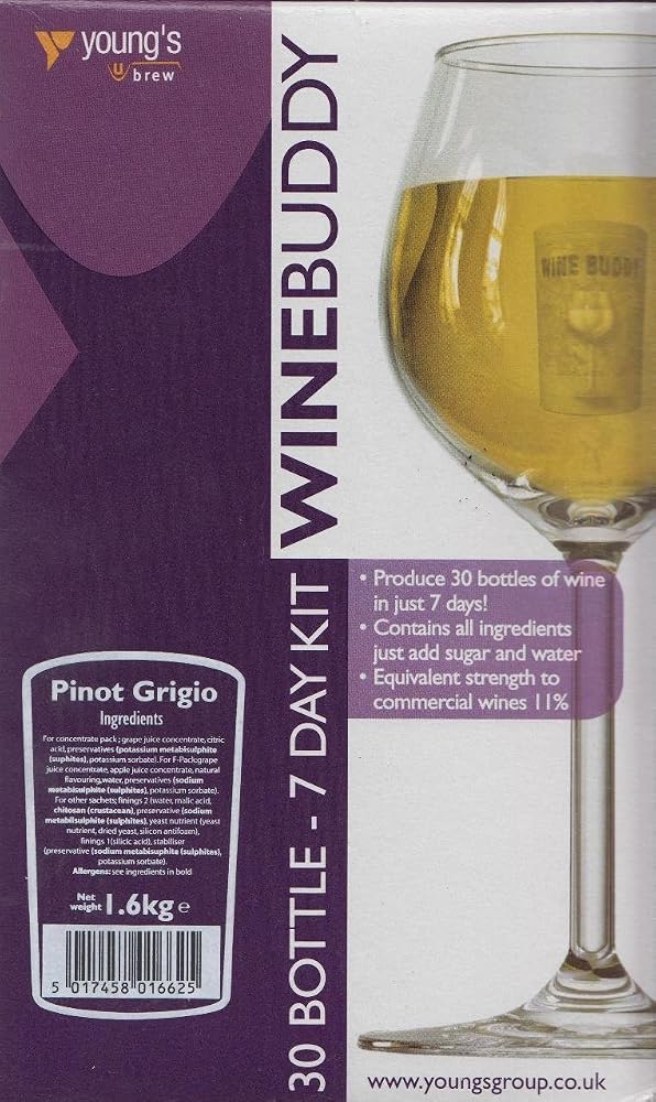 WineBuddy Pinot Grigio for 30 Bottle - Home Brew Wine Making Kit