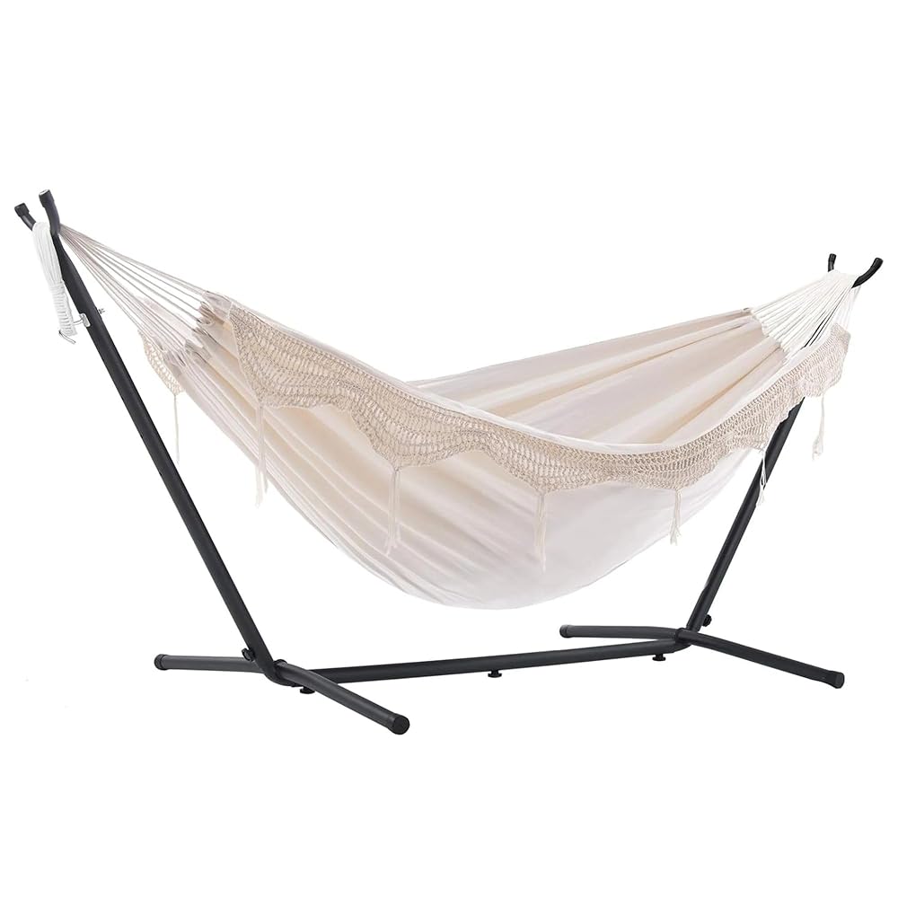 Double Cotton Hammock with Stand (280cm) - Natural