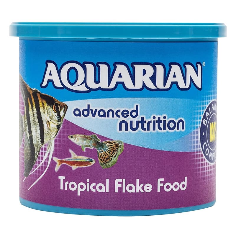 AQUARIAN Complete Nutrition, Aquarium Tropical Fish Food Flakes, 200g Container