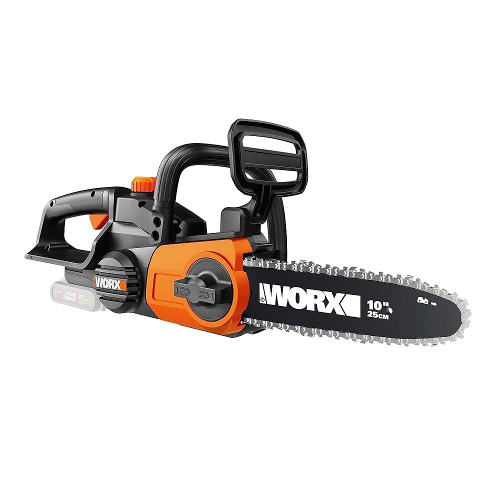 WORX WG322E.9 20V Cordless Chainsaw (Body Only), 25cm Bar, Tool-Free Chain Tensioning