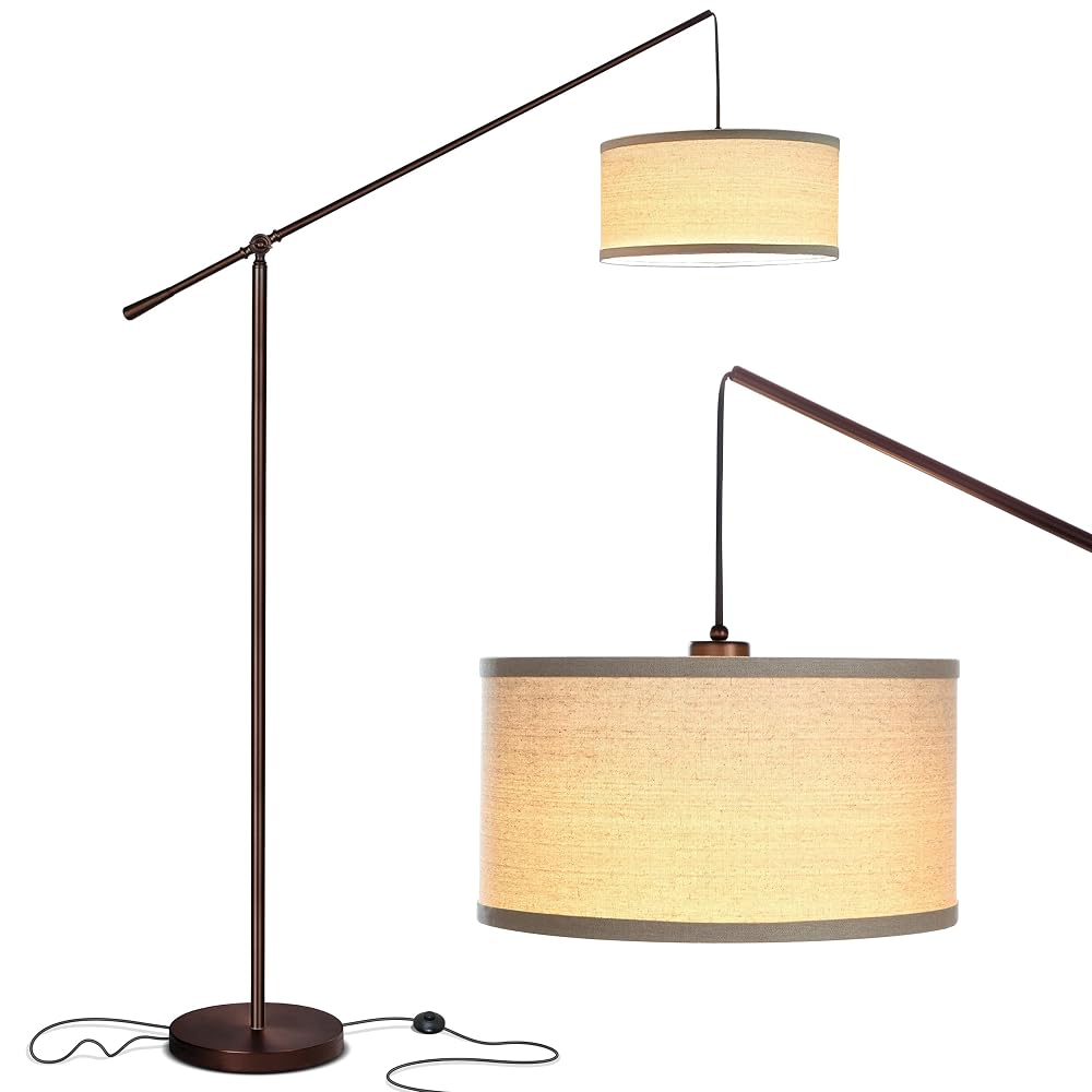 Brightech Hudson 2 Contemporary Arc Floor Lamp, Hangs Over the Couch from Behind, Large Standing Pendant Light with LED Bulb, Oil Rubbed Bronze