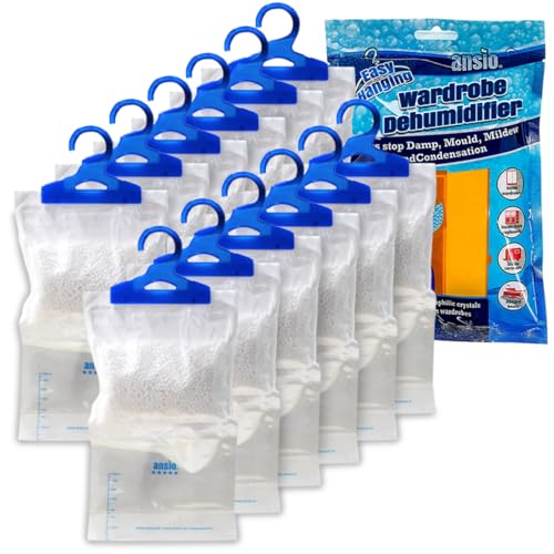 ANSIO® Wardrobe Dehumidifier Disposable Hanging Bags Pack of 12
