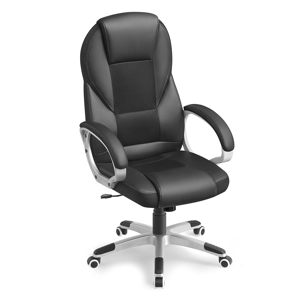SONGMICS Executive Office Chair with High Back, Durable and Stable, Height Adjustable, Ergonomic, Black, OBG22BUK