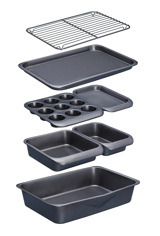 MasterClass Smart Space 7 Piece Stacking Non-Stick Bakeware and Roasting Set, Carbon Steel, PFAS-Free