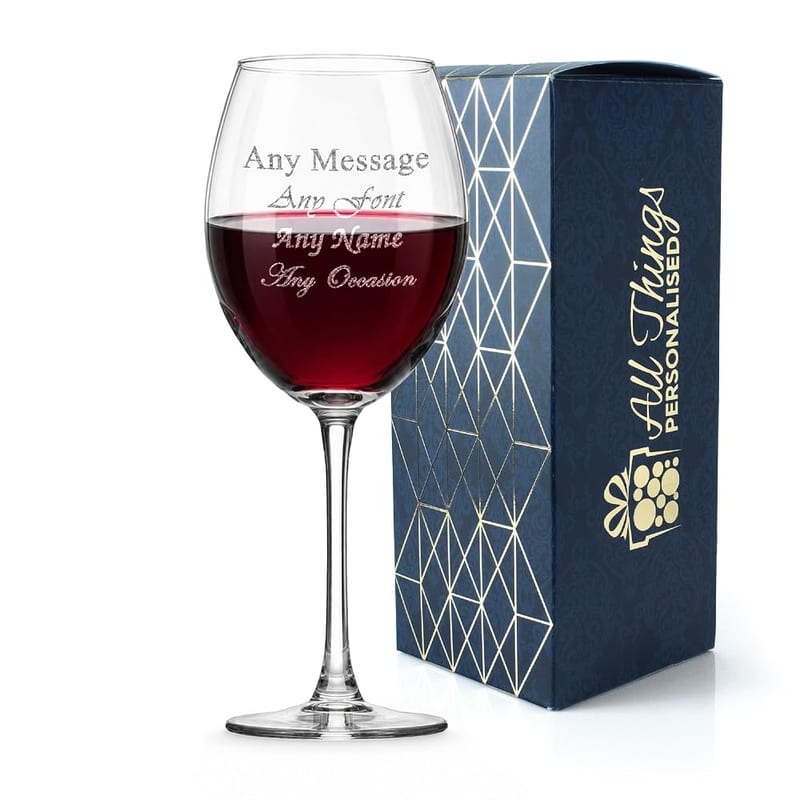 Personalised Engraved Enoteca 19oz Large Wine Glass, Personalise with Any Message for Any Occasion, Gift Box Included, Laser Engraved