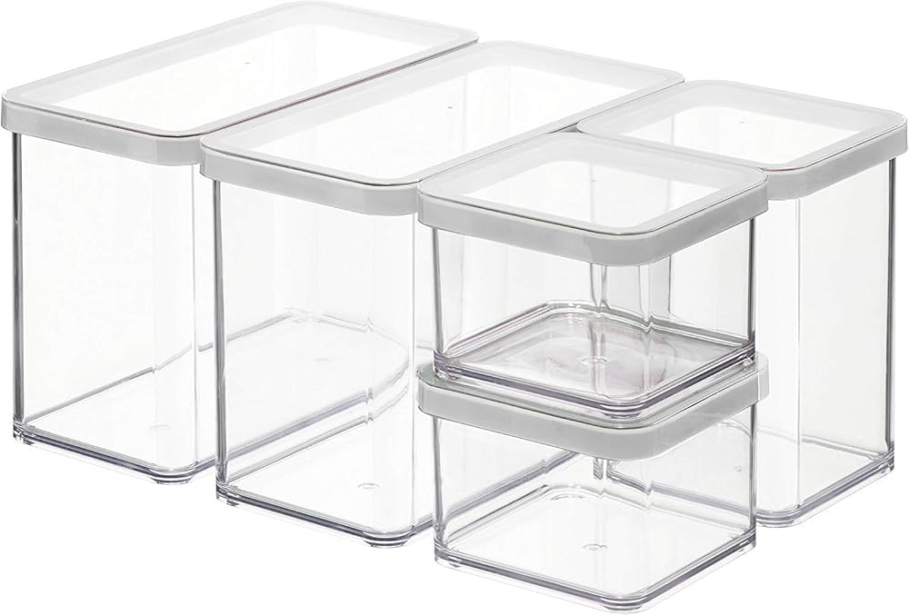 Rotho Premium Loft Set of 5 Storage Tins, Plastic (BPA-Free), Transparent, Various Sizes